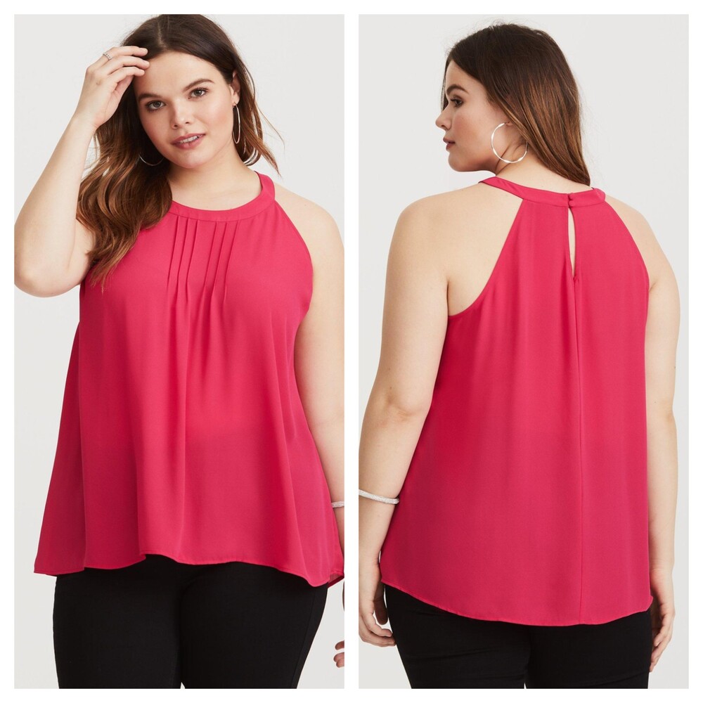 Torrid Georgette Pleated Goddess Neck Tank